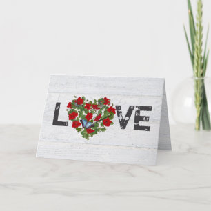 Cartão Red Petunia e Ivy Wedding Heart