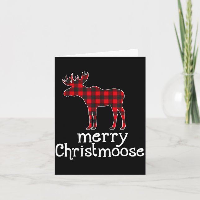 Cartão Red Plaid Merry Christmoose Christmas Moose Lovers (Frente)