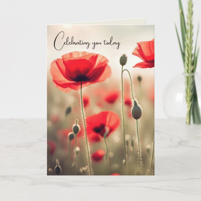 Cartão Red Poppy Birthday (Frente)