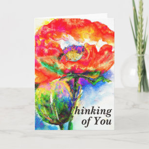 Cartão Red Poppy - pensando em você