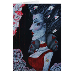 Cartão Red Queen Of Hearts Alice Wonderland Fantasy Art