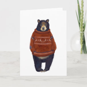 Cartão Red Reindeer Sweater Bear
