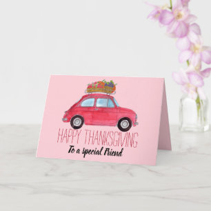 Cartão Red Retro Fiat 500 de Ação de Graças personalizáve