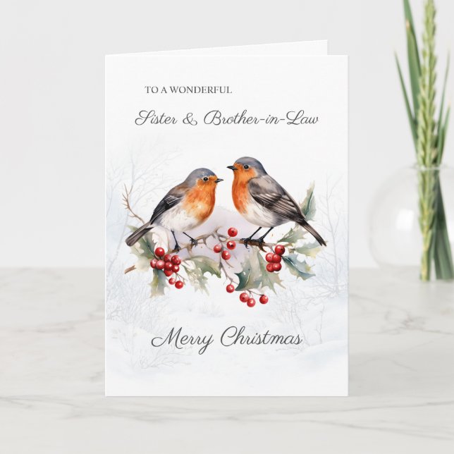 Cartão Red Robin Holly Irmã Irmã Cunhada Natal (Frente)