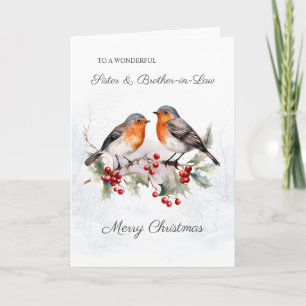 Cartão Red Robin Holly Irmã Irmã Cunhada Natal