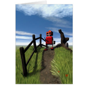 Cartão Red Robot Pequeno