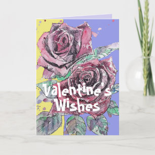 Cartão Red Rose Watercolor Flower Floral Valentines Day