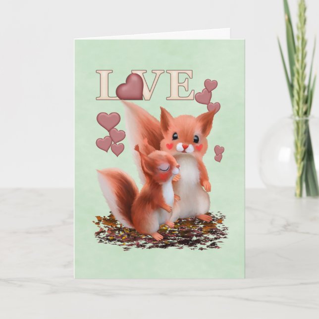 Cartão Red Squirrels in Love (Frente)