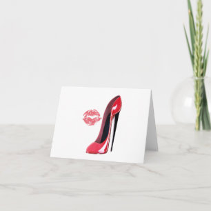 Cartão Red Stiletto Calçado e Beijo