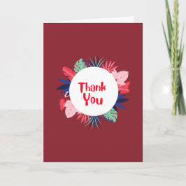 Cartão Red Thank You card with tropical flowers