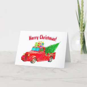 Cartão Red Truck Feliz Natal