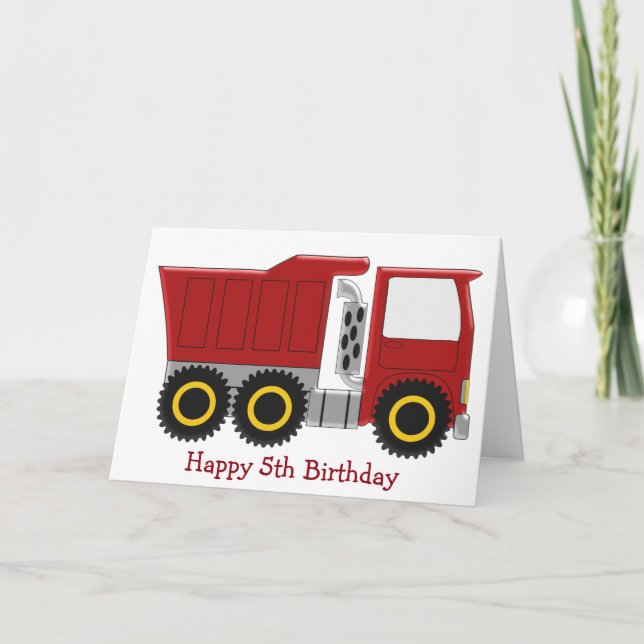 Cartão Red Truck Personalizado 5 Birthday (Frente)