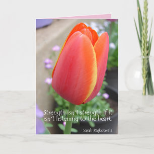 Cartão Red Tulip Flower Strength Quote Card