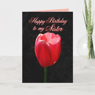Cartão Red Tulip Happy Birthday Irmã