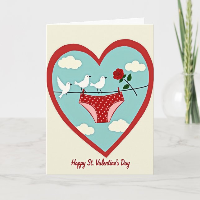 Cartão Red Undies Rose Valentine Card (Frente)
