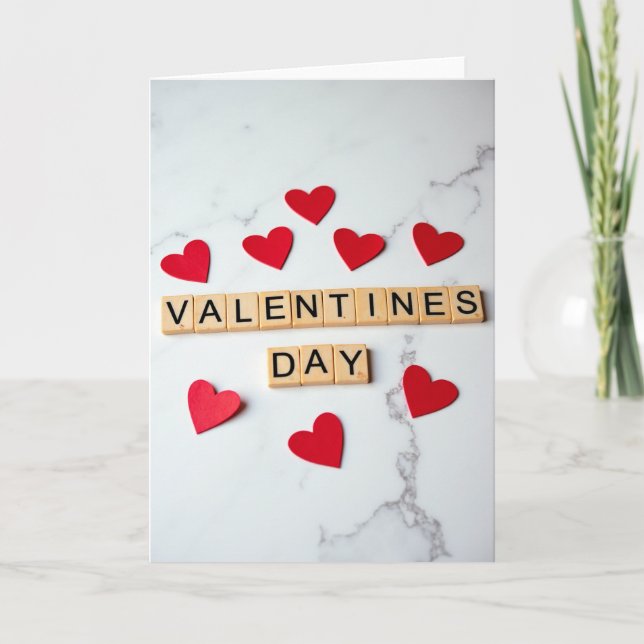 Cartão Red Valentines Day Scrabble Card (Frente)