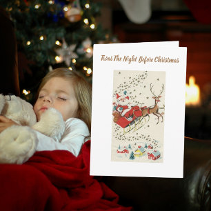 Cartão Red Vintage Santa Claus Flying Reindears