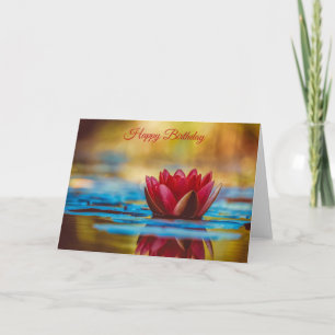 Cartão Red Water Lily - Parabéns