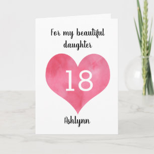 Cartão Red Watercolor Heart 18th Birthday Card