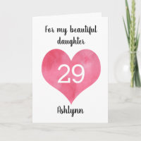 Red Watercolor Heart 29th Birthday