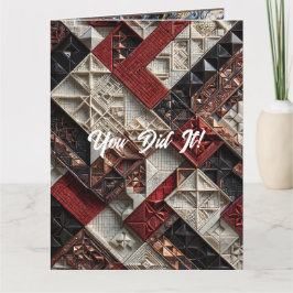 Cartão Red White Black and Copper Diagonal Mosaic