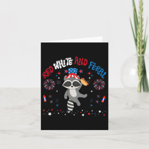 Cartão Red White E Feral Funny Raccoon 4 De Julho Patr