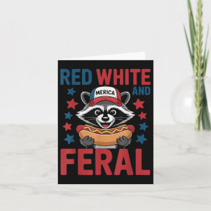 Cartão Red White E Feral Funny Raccoon 4 De Julho Patr