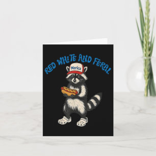 Cartão Red White E Feral Funny Raccoon 4 De Julho Patr