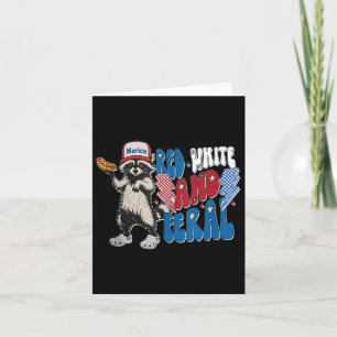 Cartão Red White E Feral Raccoon 4th Of July Topo.p