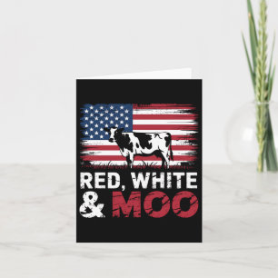 Cartão Red White E Moo _ Bandeira Patriótica Americana 4t
