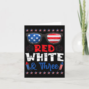 Cartão Red White E Três Bandeiras Americanas aniversário