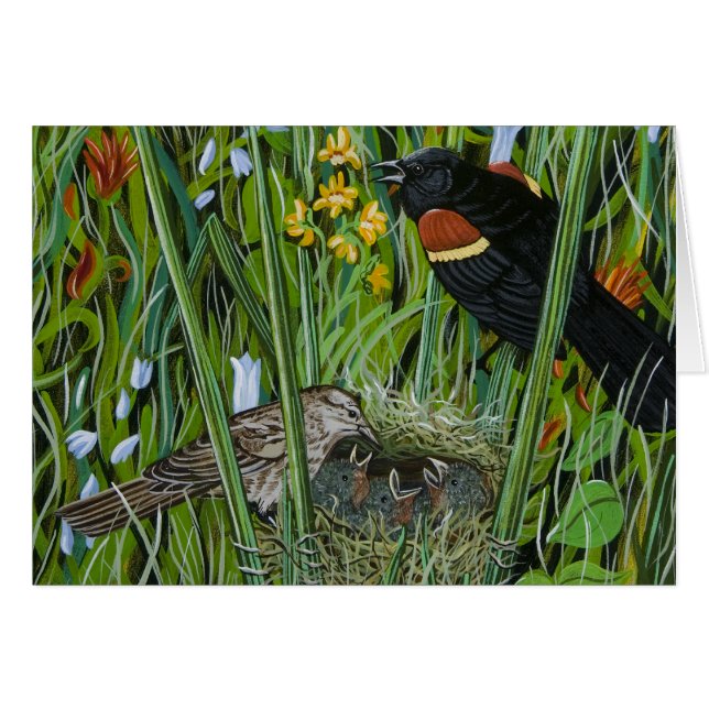 Cartão Red Wing Blackbird (Frente Horizontal)