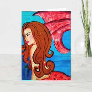 Cartão redheaded mermaid greeting card