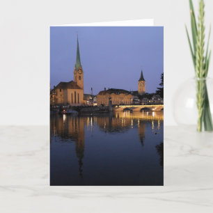 Cartão Reflections on Zurich, Switzerland Greeting Card