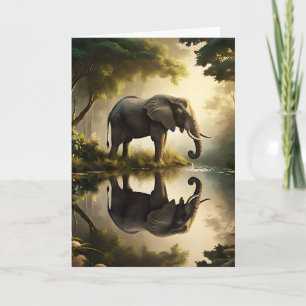 Cartão Reflexão de um Elefante   Feliz aniversário