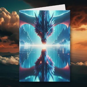 Cartão Reflexão do Dragão Eetéreo Místico Aniversário