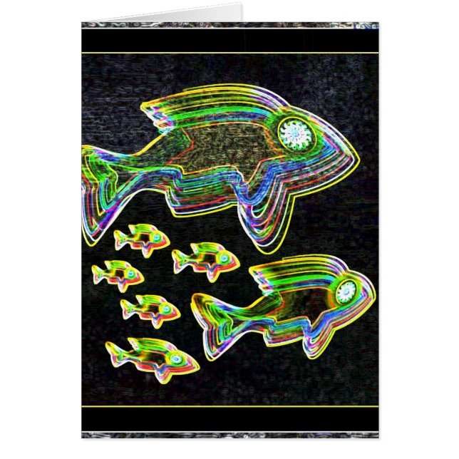 Cartão Reflexão iluminada: Peixes na luz de inundação (Frente)