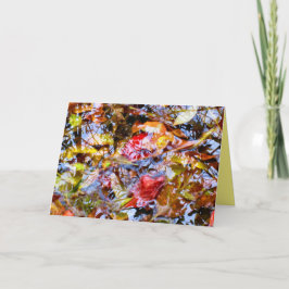 Cartão Reflexões em Árvore de Folhas Coloridas na Água