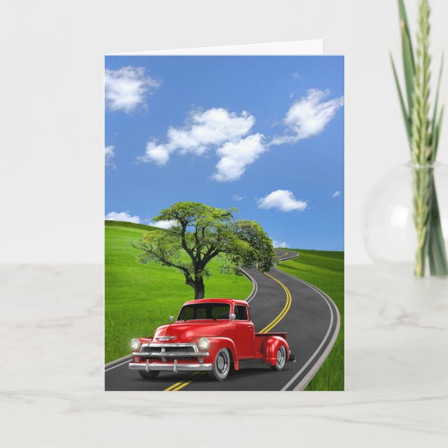 Cartão Reforma de Caminhão Retro Vermelho (Frente)