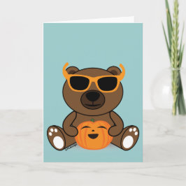 Cartão Refrigere óculos de sol bonitos e abóbora do urso