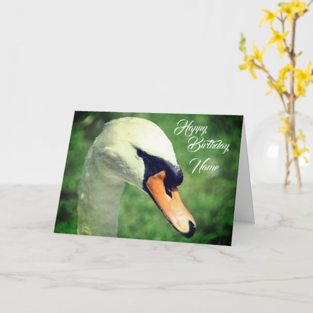 Cartão Regal Swan Nature Personalizado Aniversário (Flor Amarela)
