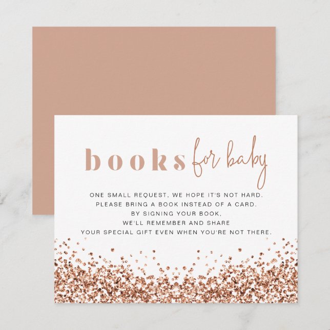 Cartão REGINA Rose Gold Sequins Livros Para Bebê (Frente/Verso)