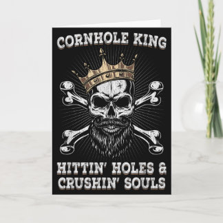 Cartão Rei do Cornhole Acertando Buracos e Esmagando Alma