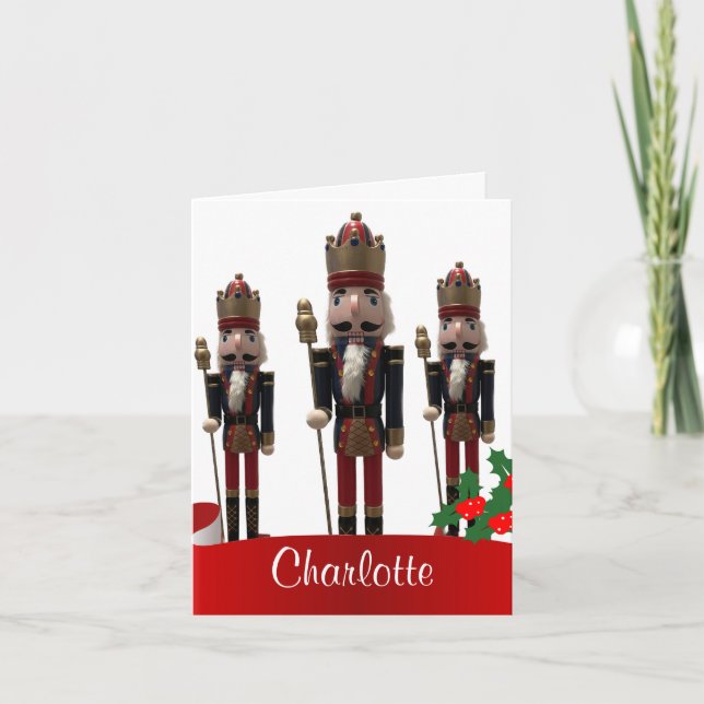 Cartão Rei Noz Nutcracker Natal Personalizado (Frente)