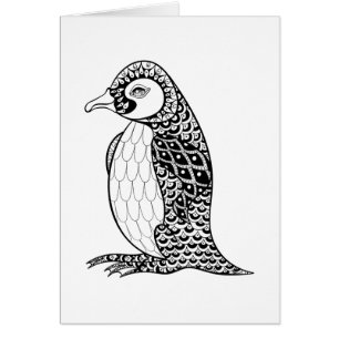 Cartão Rei pinguim artístico Zendoodle