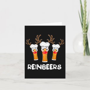 Cartão Reinbeers Engraçado Reindeer Beer Bebendo de Natal