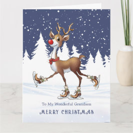 Cartão Reindeer Rudolph Grandson Christmas