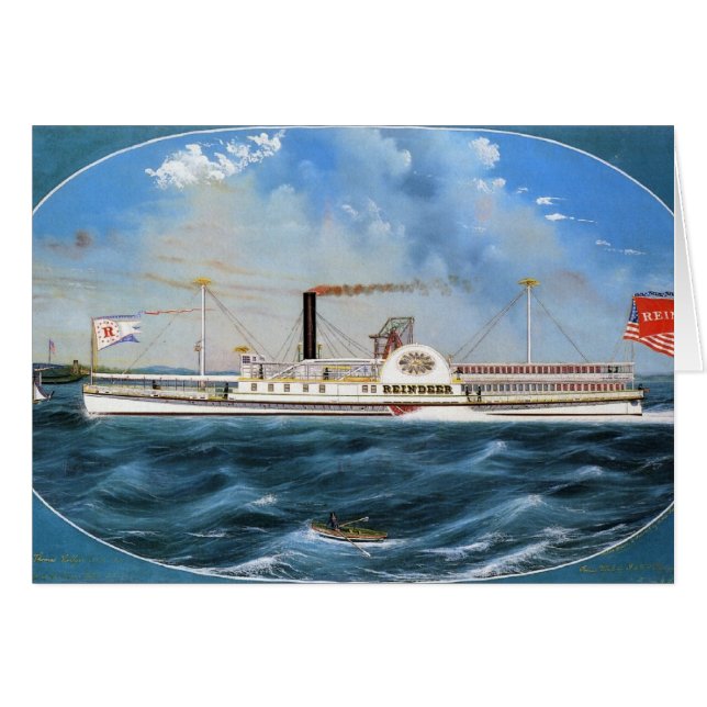 Cartão Reindeer Steamboat 1850 (Frente Horizontal)
