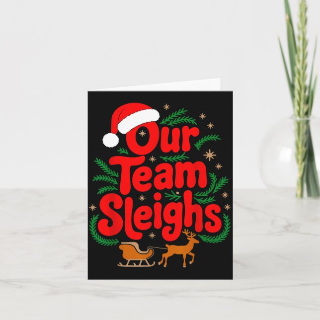 Cartão Reindeers Santa's Workers Office Our Team Sleighs  (Frente)