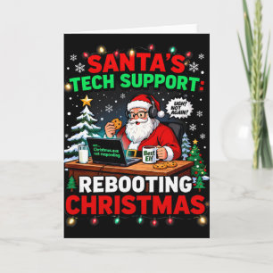 Cartão Reiniciando o Suporte Técnico do Papai Noel Engraç